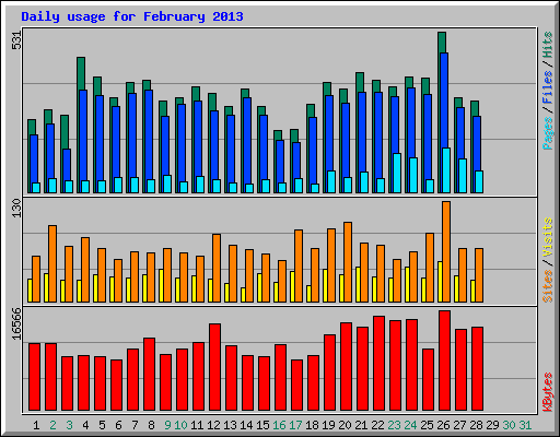 Daily usage for February 2013