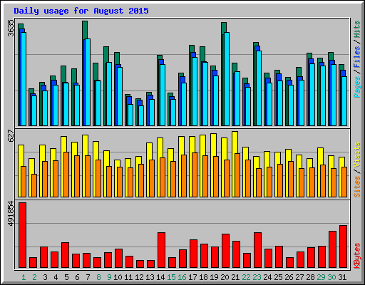 Daily usage for August 2015