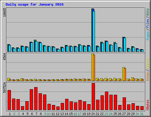 Daily usage for January 2016