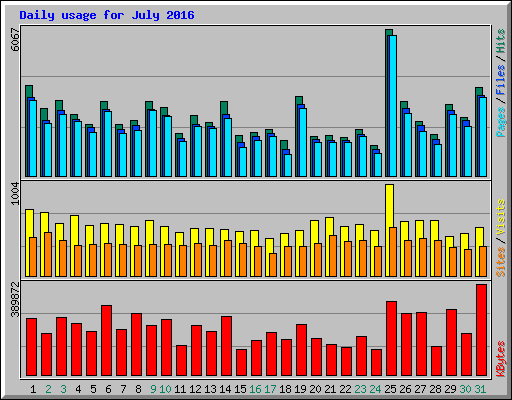 Daily usage for July 2016