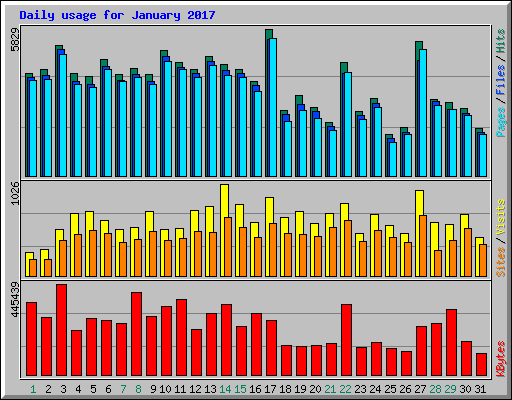 Daily usage for January 2017