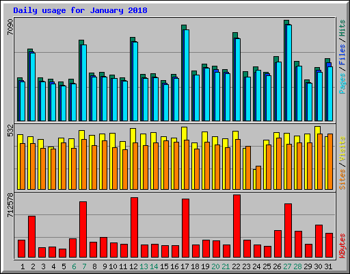 Daily usage for January 2018