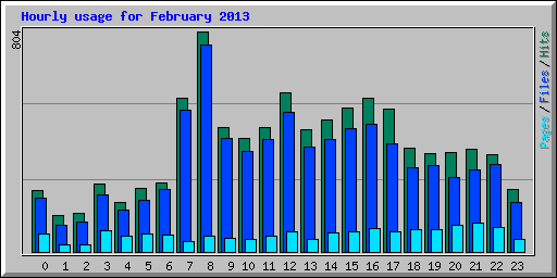 Hourly usage for February 2013